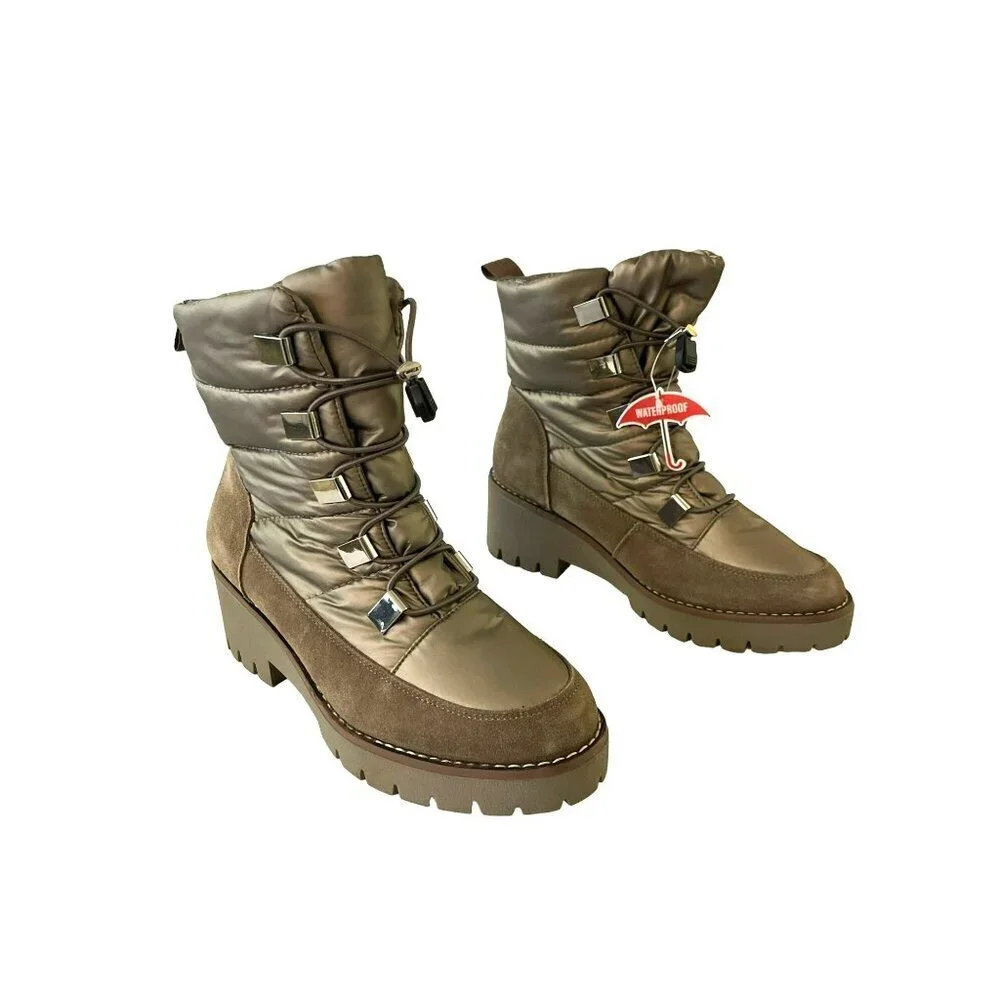 Blondo Daylor Waterproof Suede & Textile Winter Boots 6.5 M Brown